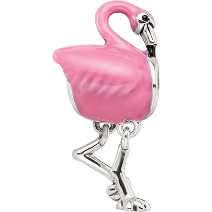 Sterling Silver Reflections Pink Enamel Flamingo Bead