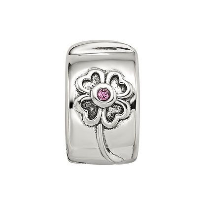 Sterling Silver Reflections Crystal Flower Clip Bead