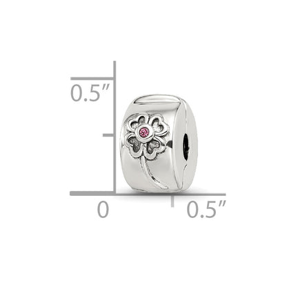 Sterling Silver Reflections Crystal Flower Clip Bead