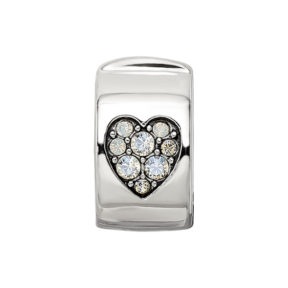Sterling Silver Reflections Crystal Heart Clip Bead