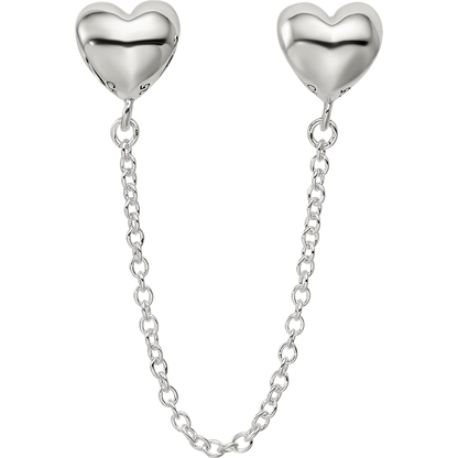 Sterling Silver Reflections Polished Hearts Safety Chain