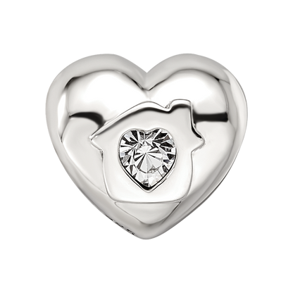 Sterling Silver Reflections Crystals Love Resides Heart Bead