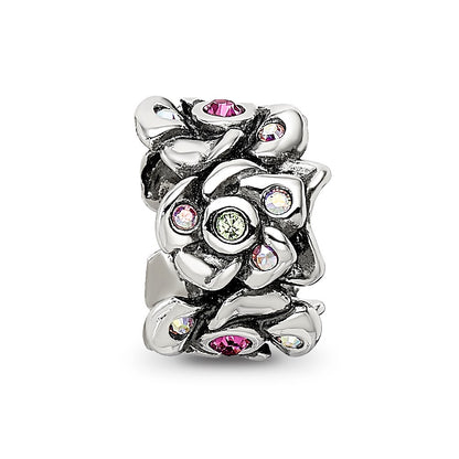 Sterling Silver Reflections Crystals Cherry Blossoms Bead