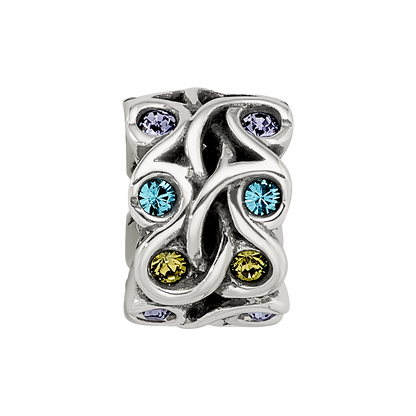 Sterling Silver Reflections Crystals Mandala Spacer Bead
