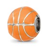 Sterling Silver Reflections Rhodium-plated Orange Enamel Basketball Bead
