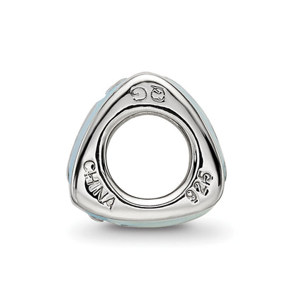 SS Reflections Rh-plated Blue Enamel 3-side Baby Footprint Bead