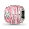 Sterling Silver Reflections Pink Enameled Crystal Hearts Bead
