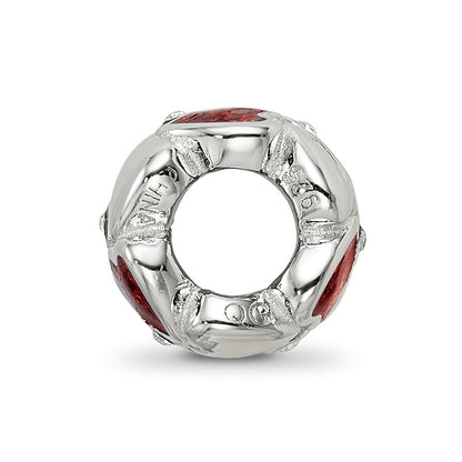 Sterling Silver Reflections Red Enamel Crystal Hearts Bead