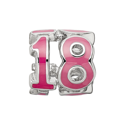 Sterling Silver Reflections Rhodium-plated Pink Enameled 18 Bead