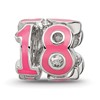 Sterling Silver Reflections Rhodium-plated Pink Enameled 18 Bead