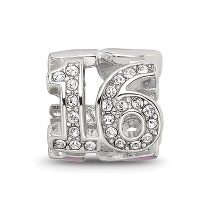 Sterling Silver Reflections Pink Enameled Crystal 16 Bead