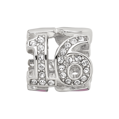Sterling Silver Reflections Pink Enameled Crystal 16 Bead