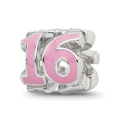 Sterling Silver Reflections Pink Enameled Crystal 16 Bead