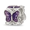 Sterling Silver Reflections Rh-plated Purple Enameled Butterfly Bead