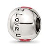 Sterling Silver Reflections Rh-plated Black & Red Enamel I LOVE U Bead