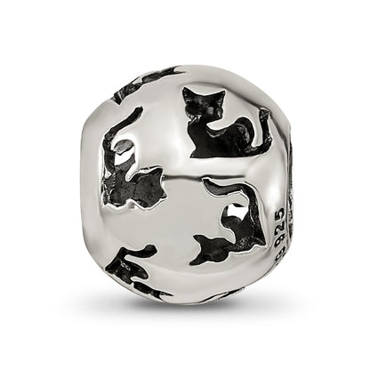 Sterling Silver Reflections Cutout Cat Bead
