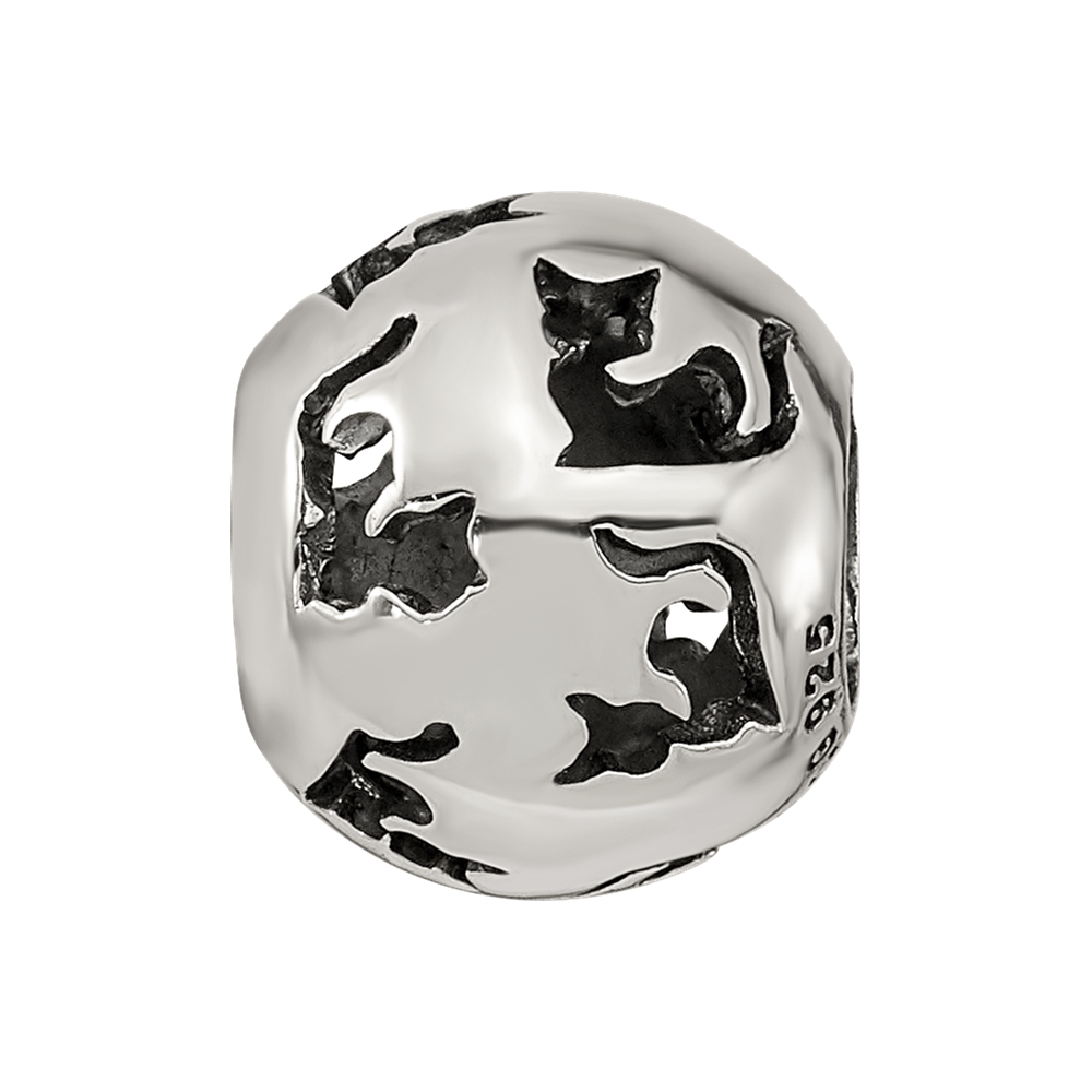 Sterling Silver Reflections Cutout Cat Bead