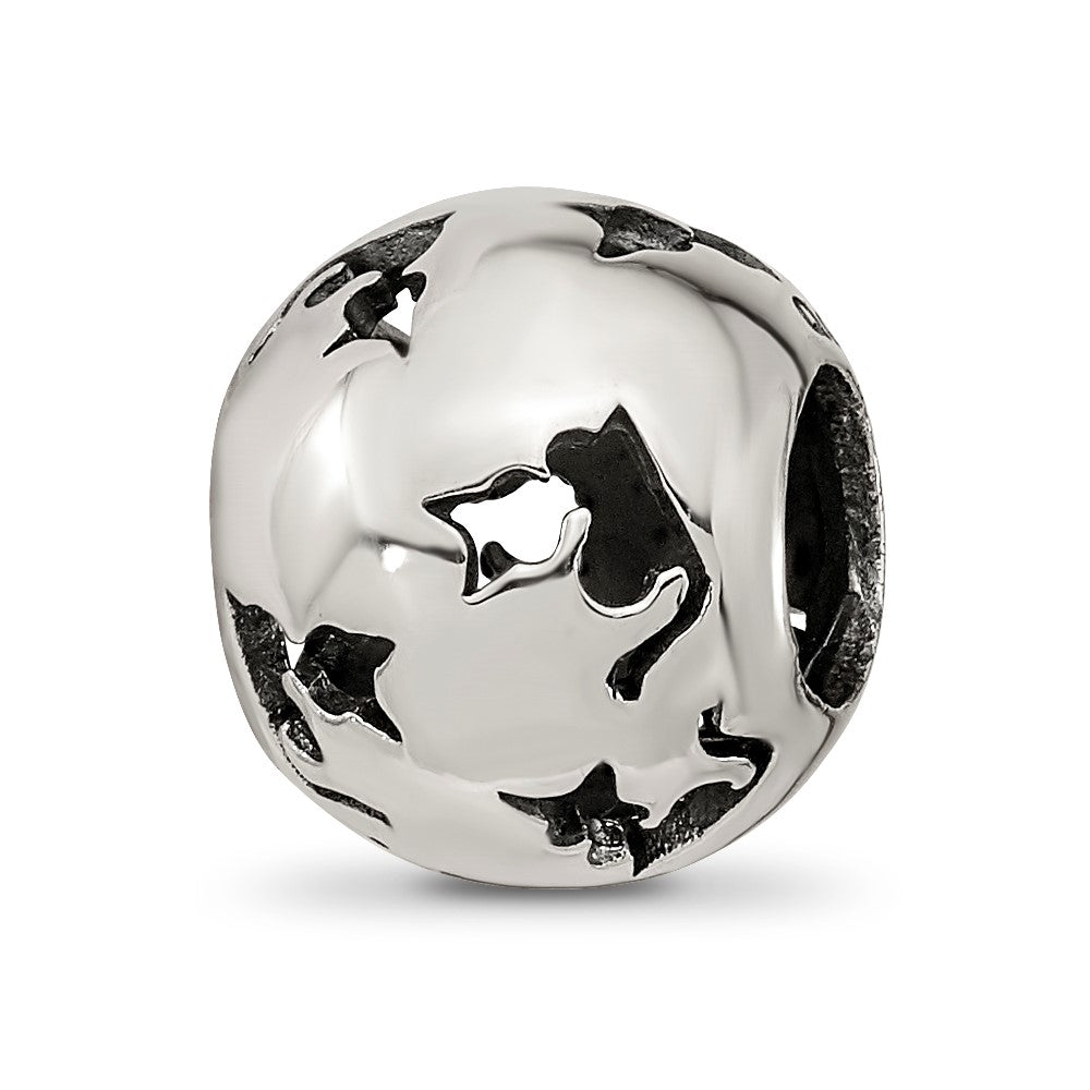 Sterling Silver Reflections Cutout Cat Bead