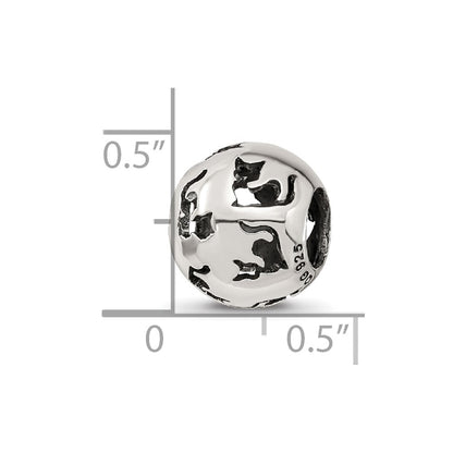 Sterling Silver Reflections Cutout Cat Bead