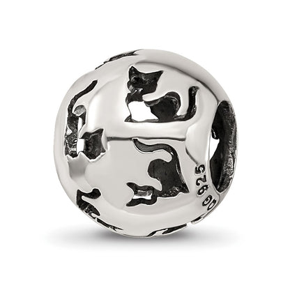 Sterling Silver Reflections Cutout Cat Bead