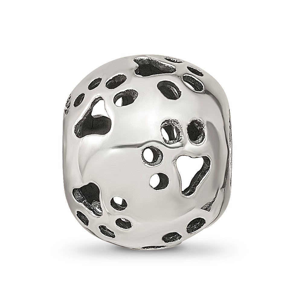 Sterling Silver Reflections Cutout Paw Prints Bead