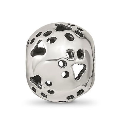Sterling Silver Reflections Cutout Paw Prints Bead