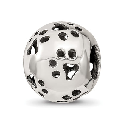 Sterling Silver Reflections Cutout Paw Prints Bead