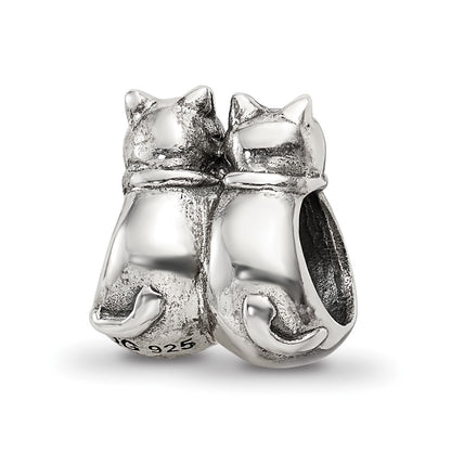 Sterling Silver Reflections Twin Cats Bead