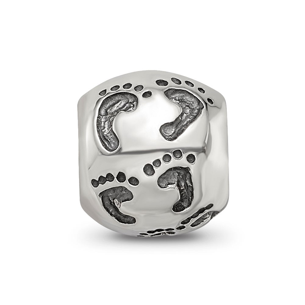 Sterling Silver Reflections Dad Mom & Baby Footprints Bead