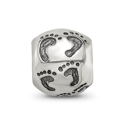 Sterling Silver Reflections Dad Mom & Baby Footprints Bead