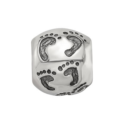 Sterling Silver Reflections Dad Mom & Baby Footprints Bead