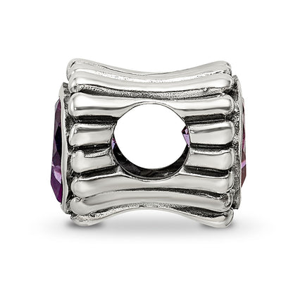 Sterling Silver Reflections Amethyst Heart Bead