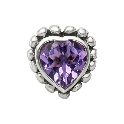 Sterling Silver Reflections Amethyst Heart Bead