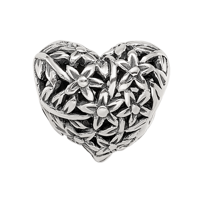 Sterling Silver Reflections Filigree Flower Heart Bead