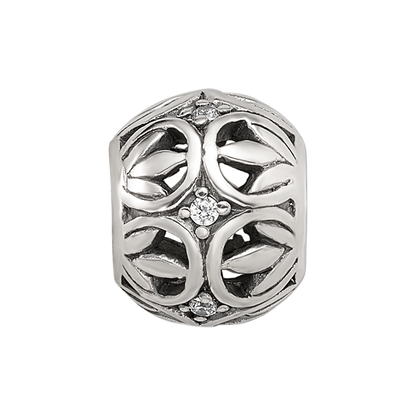 Sterling Silver Reflections CZ Leaf Filigree Bead