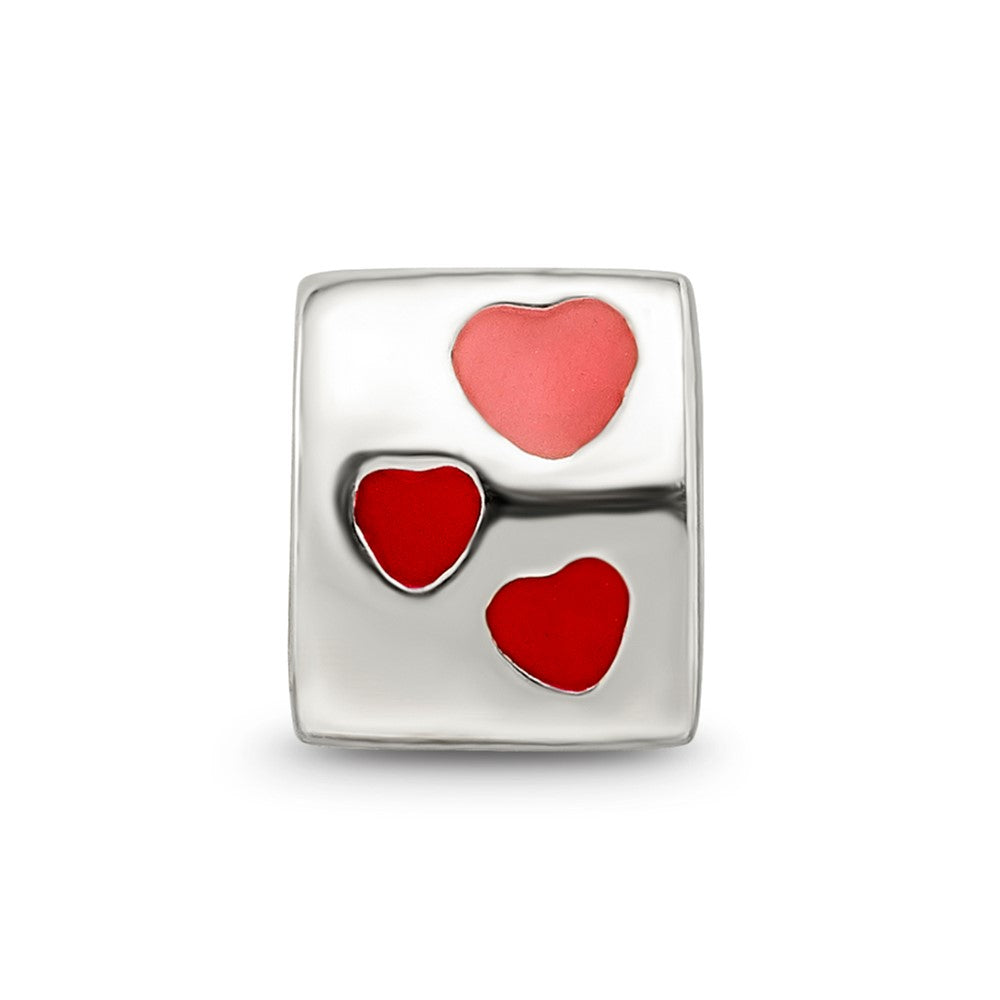 Sterling Silver Reflections Red Enameled Love You Bead