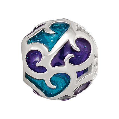 Sterling Silver Reflections Purple/Blue Filigree Enameled Bead