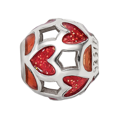 Sterling Silver Reflections Red Heart Enameled Bead