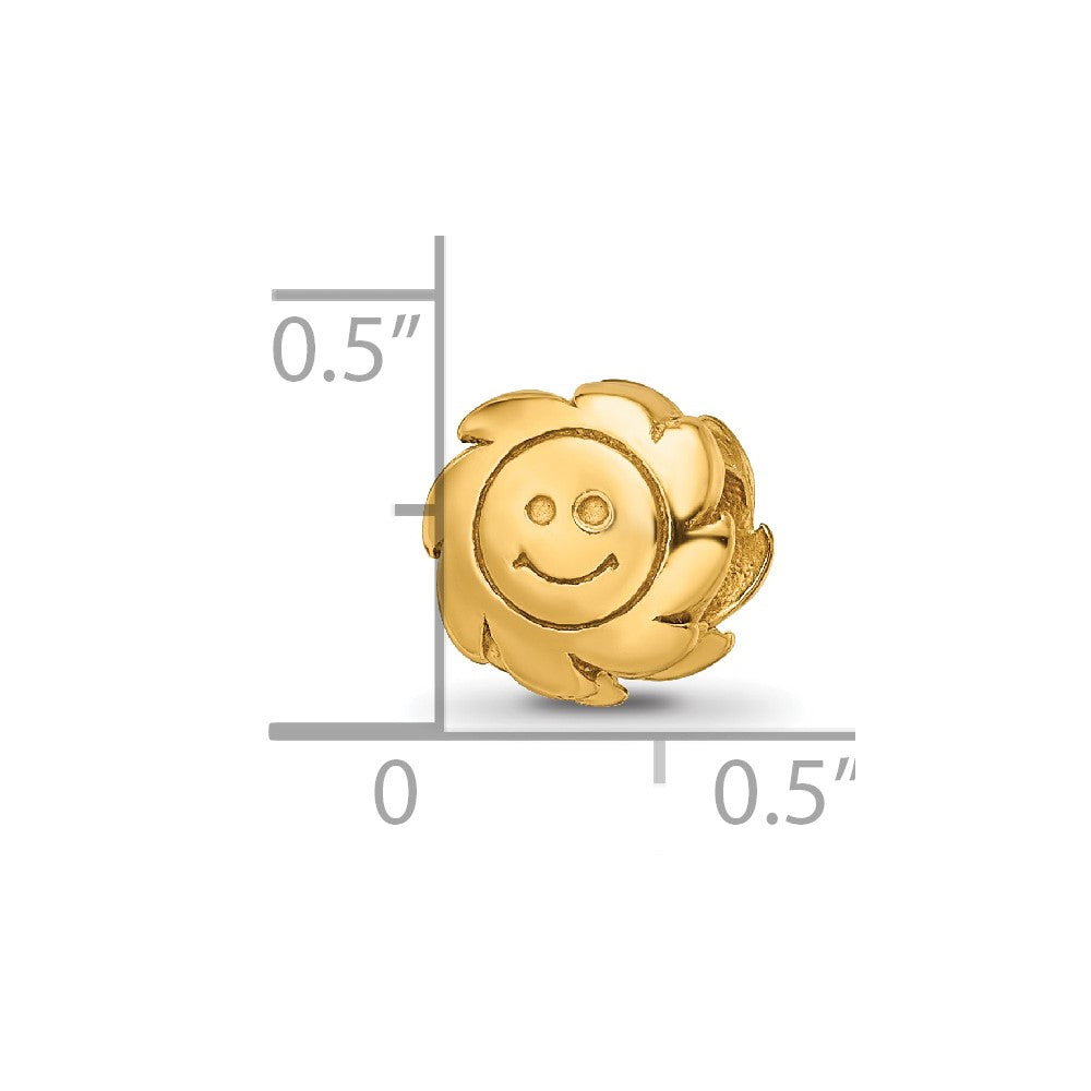 Sterling Silver Gold-plated Reflections Smiling Sun Bead