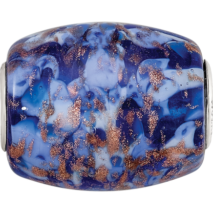Ster.Silver Reflections Blue with Glitter Danube Fenton Glass Bead