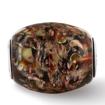 Ster.Silver Reflections Multi-color Glitter Kalico Kitty Fenton Glass Bead