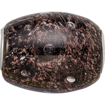 Ster.Silver Reflections Black Glitter Midnight Illusions Fenton Glass Bead