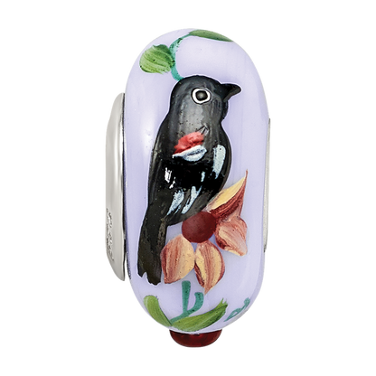 Sterling Silver Reflections Blue Bye Bye Blackbird Fenton Glass Bead