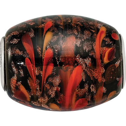 Sterling Silver Reflections Black & Orange Autumn Fires Fenton Glass Bead