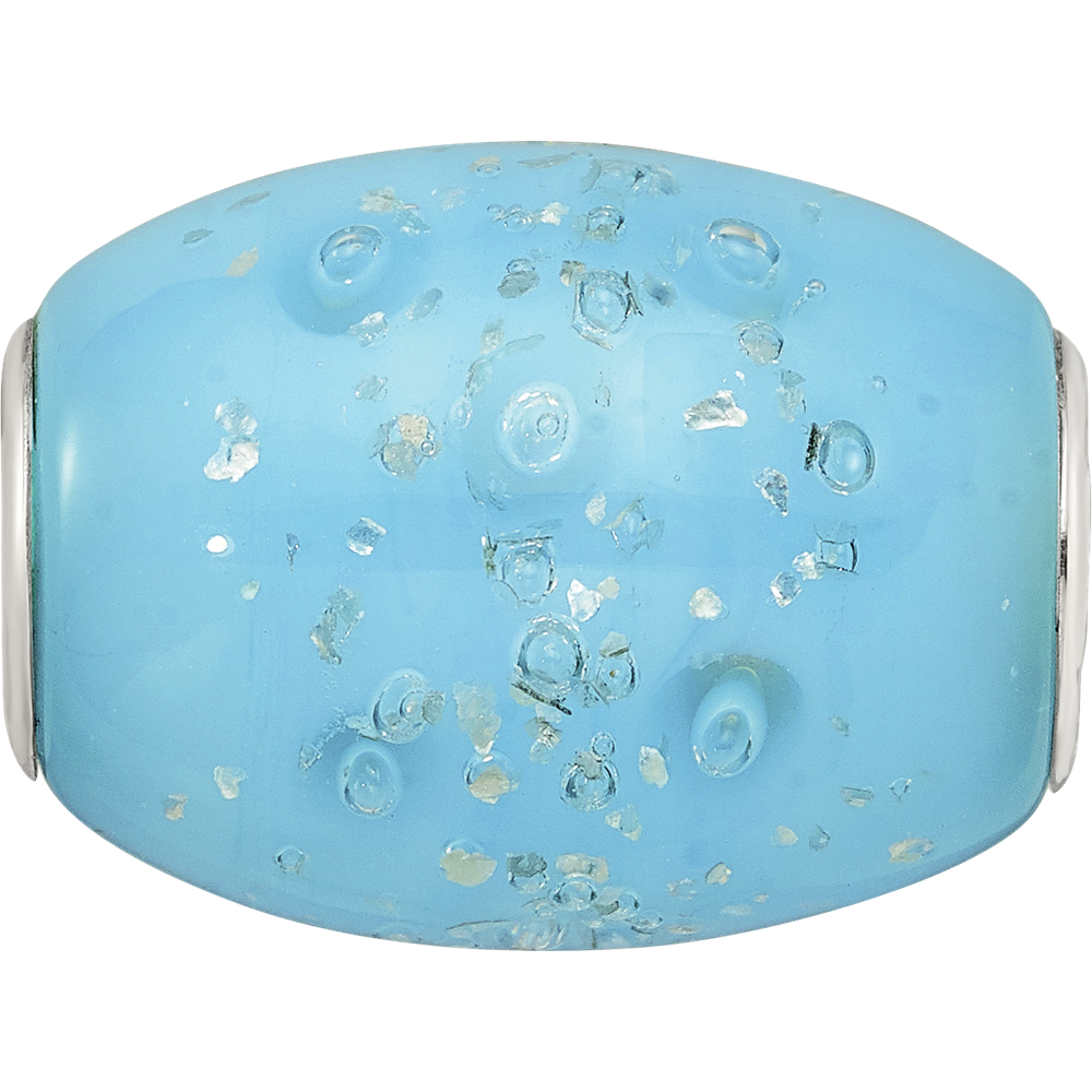 Sterling Silver Reflections Blue Frosted Windowpanes Fenton Glass Bead
