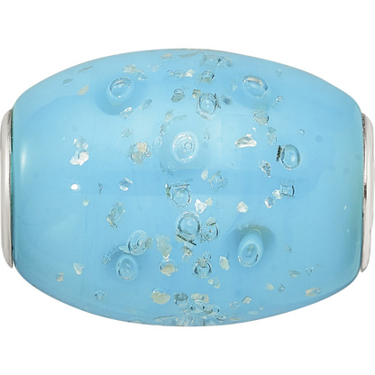 Sterling Silver Reflections Blue Frosted Windowpanes Fenton Glass Bead