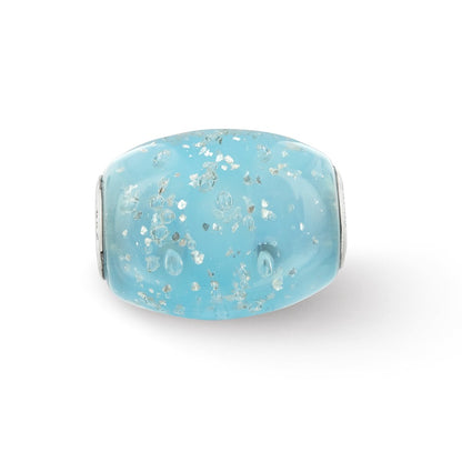 Sterling Silver Reflections Blue Frosted Windowpanes Fenton Glass Bead