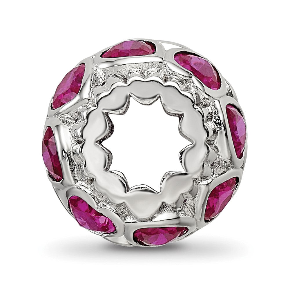 Sterling Silver Reflections Polished Red Heart CZ Bead