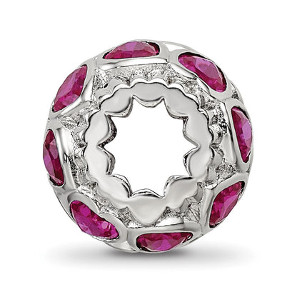 Sterling Silver Reflections Polished Red Heart CZ Bead