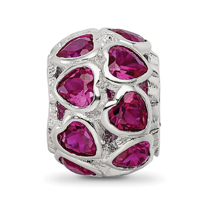 Sterling Silver Reflections Polished Red Heart CZ Bead